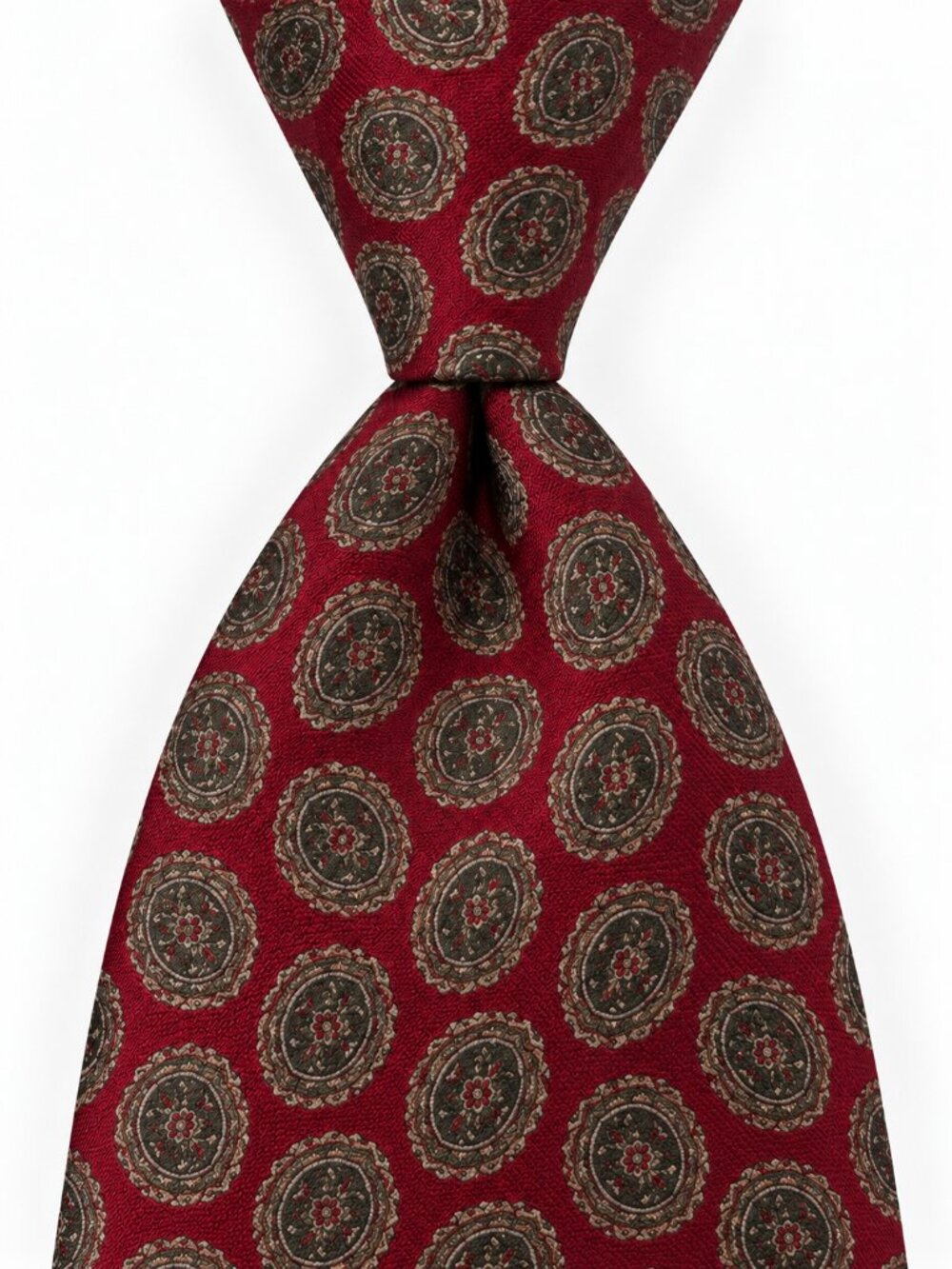 Gold City Silk Necktie Mens Red Gold Paisley Floral Medallion Tie Elevated Chic